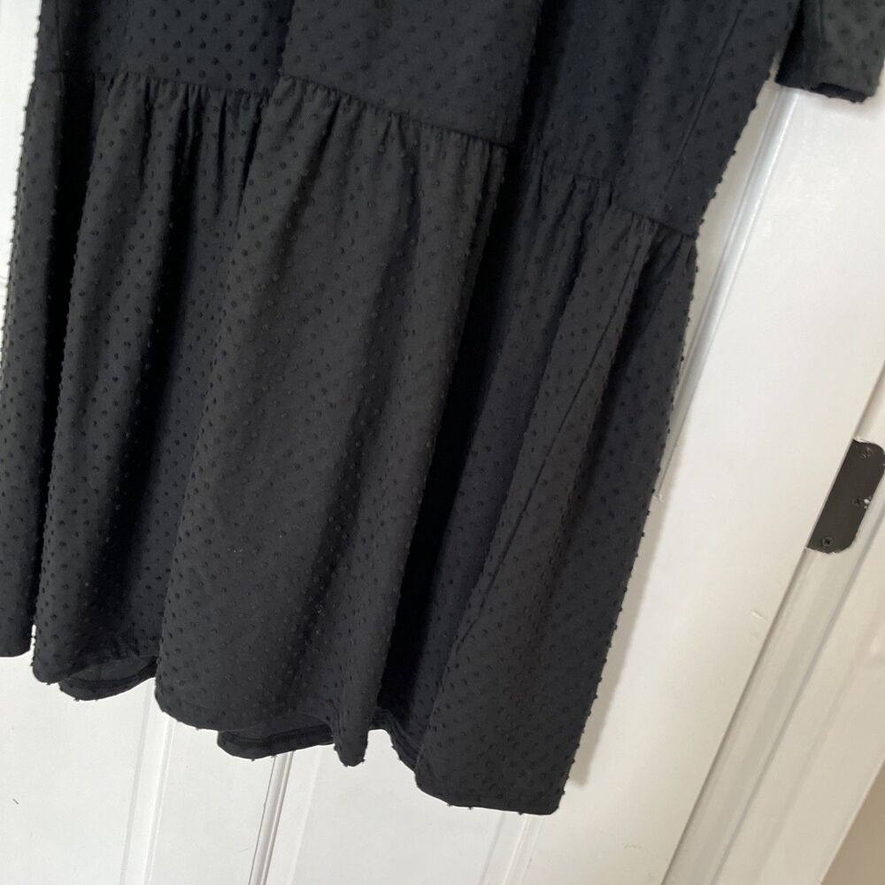 J Crew Midi Dress XL Black Tiered Swiss Dot Preppy Cottage Core Lightweight - Picture 3 of 8